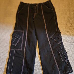 BDG Urban Outfitters, Black Cargo Pants Y2K style with contrast stitching size L